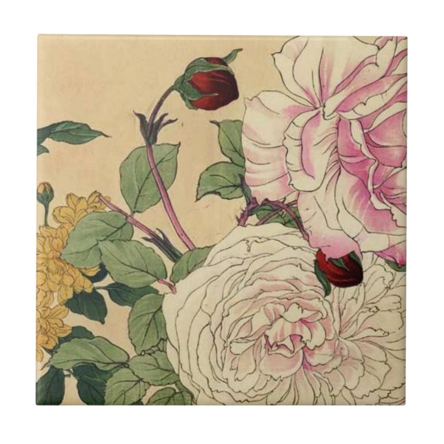 Carreau Tuile de céramique florale, petite (4,25 po x 4,25 (Devant)