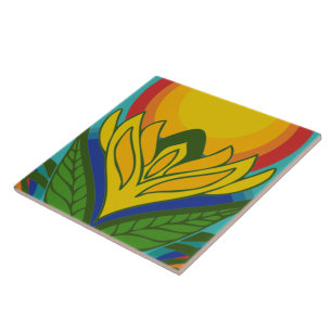 Carreau Tuile de céramique motif rétro des années 60 le