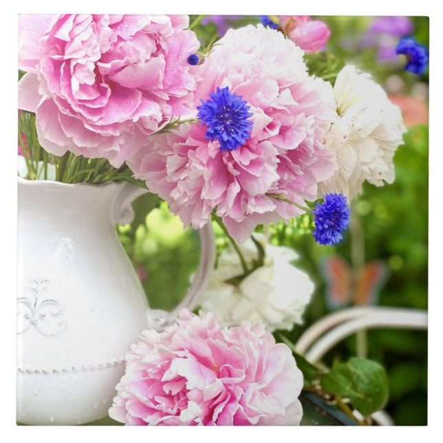 Carreau Tuile de céramique Pink Peonies (Devant)