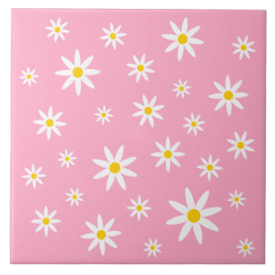 Carreau Tuile de céramique rose Daisy