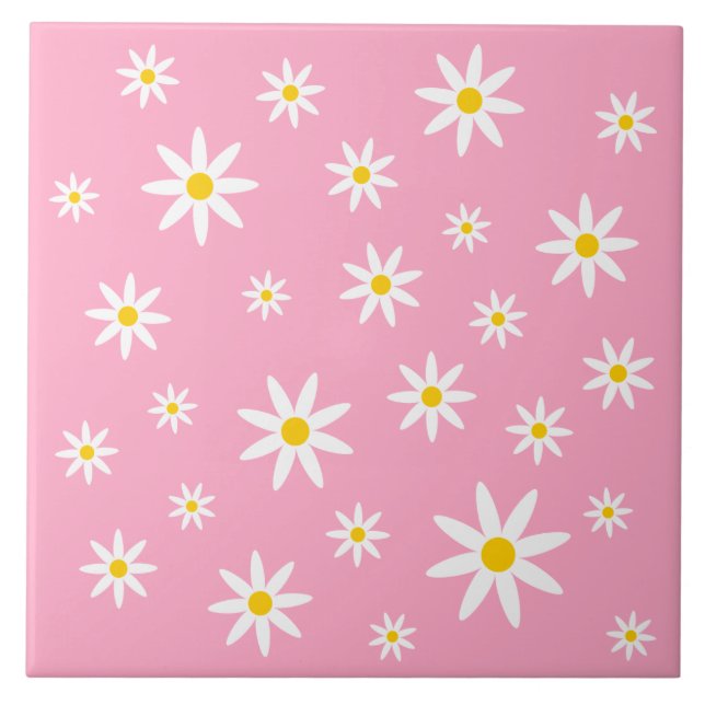 Carreau Tuile de céramique rose Daisy (Devant)