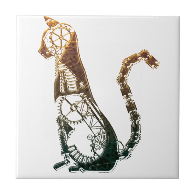 Carreau Tuile de chat de Steampunk (Devant)