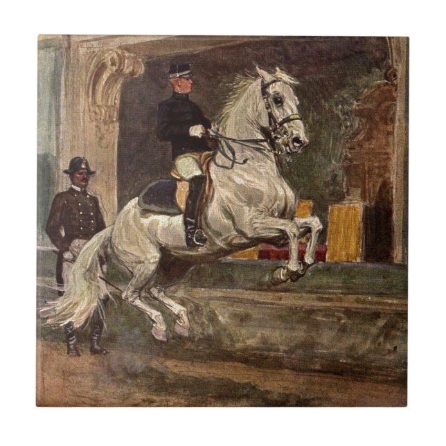 Carreau Tuile de cheval de dressage (Devant)