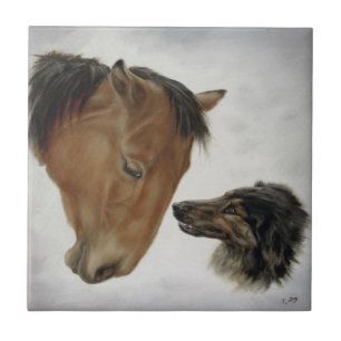 Carreau Tuile de cheval et de chien