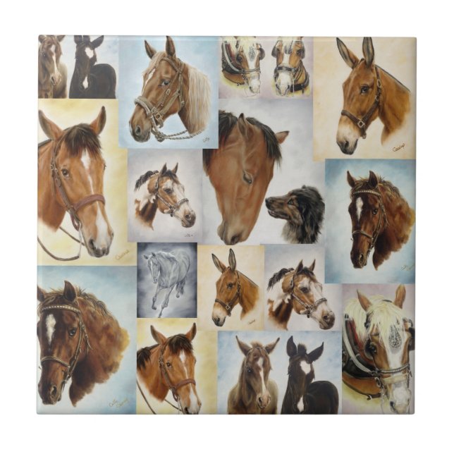 Carreau Tuile de collage de cheval (Devant)