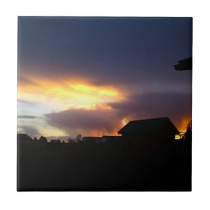 Carreau Tuile de coucher de soleil de la vague de feu