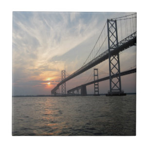 Carreau Tuile de coucher du soleil de pont de baie de