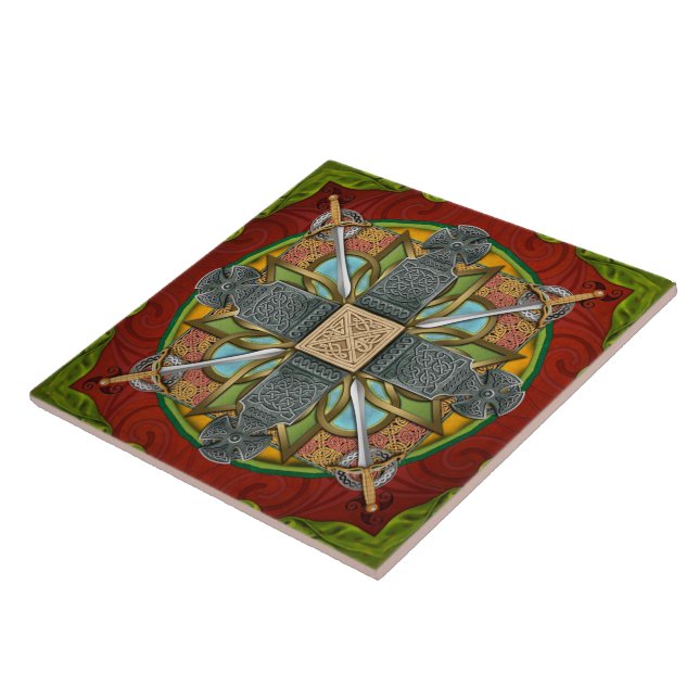Carreau Tuile de croix celtique de mandala (Côté)