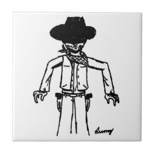 Carreau Tuile de croquis de cowboy