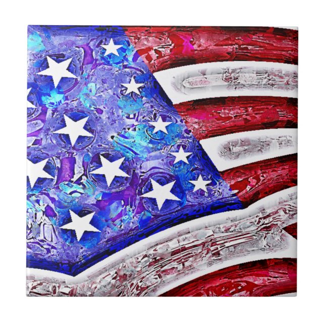 Carreau Tuile de DRAPEAU AMÉRICAIN (Devant)