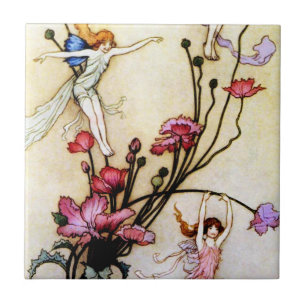 Carreau Tuile de fées et de fleurs