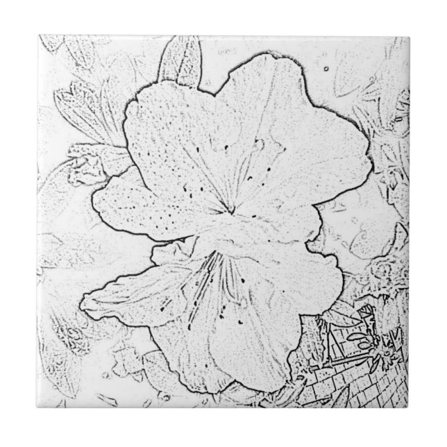 Carreau Tuile de fleur noire et blanche (Devant)