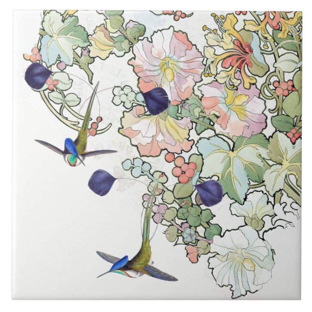Carreau Tuile de fleurs d'animaux de faune d'oiseaux de (Devant)