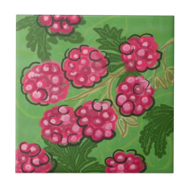 Carreau Tuile de fruit : Framboises (Devant)
