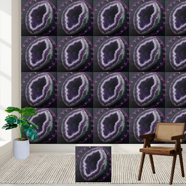 Carreau Tuile de géode profonde d'Améthyste violet (Deep Purple Amethyst Geode Tile)