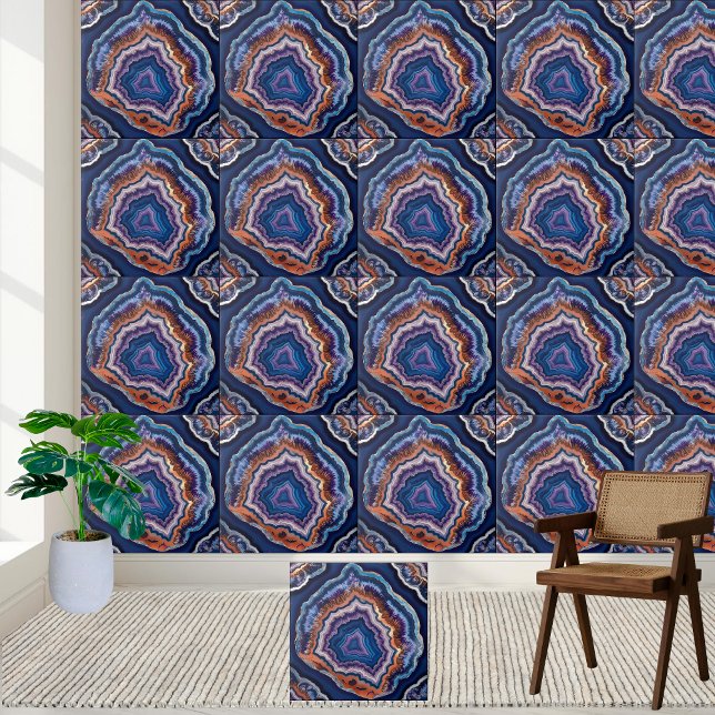 Carreau Tuile de géode violette et bleue (Vibrant Purple and Blue Agate Geode Tile)