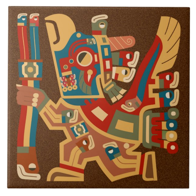 Carreau Tuile de guerriers de Tiwanaku Sun (Devant)