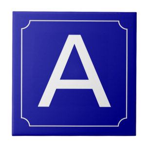 Carreau Tuile de lettre - bleu sur le blanc avec le cadre
