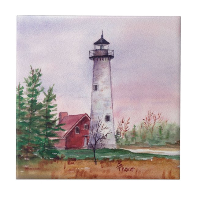 Carreau Tuile de Lighthouthouse de point de Tawas (Devant)