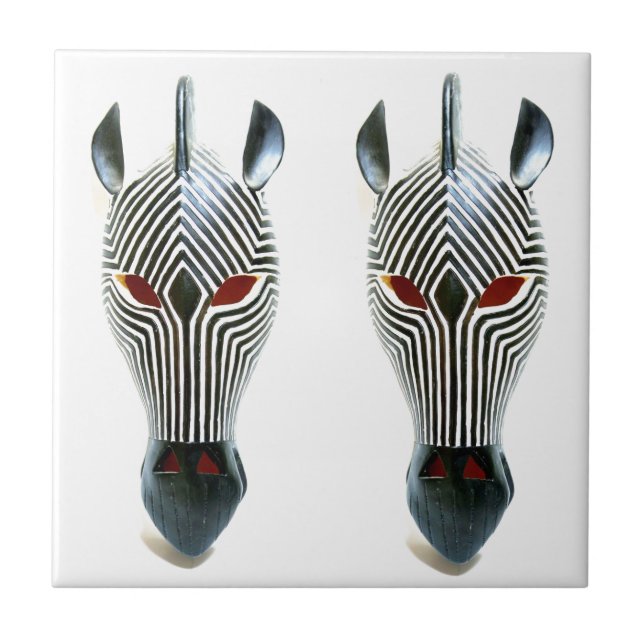 Carreau tuile de masque de deux zèbres (Devant)