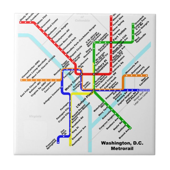 Carreau Tuile de métro de Washington DC (Devant)