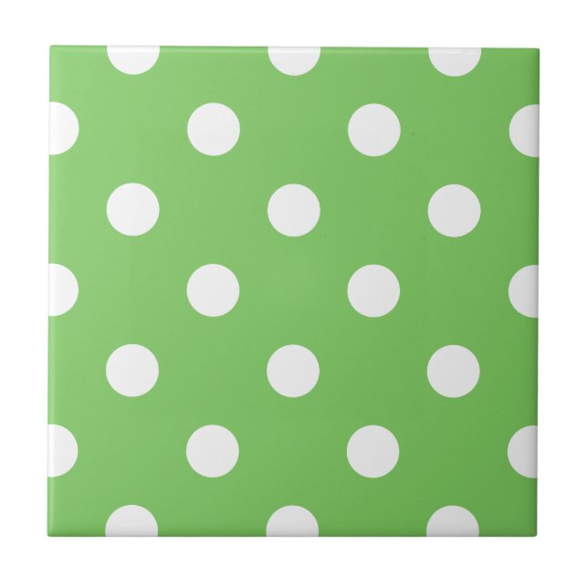 Carreau Tuile de motif à pois vert et blanc (Devant)