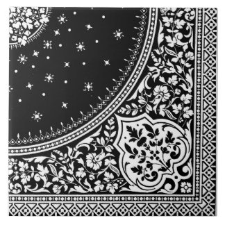 Carreau Tuile de Motif de tapis perse noir et blanc