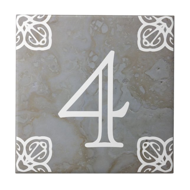 Carreau Tuile de nombre - blanc espagnol sur la chaux (Devant)