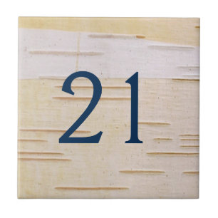 Carreau Tuile de numéro de maison d'écorce de bouleau