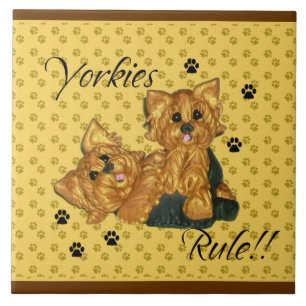 Carreau Tuile de Pawprint de règle de Yorkies