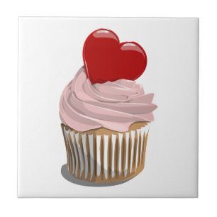 Carreau Tuile de petit gâteau de coeur de Saint-Valentin