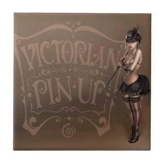 Carreau Tuile de pin-up victorienne de fille