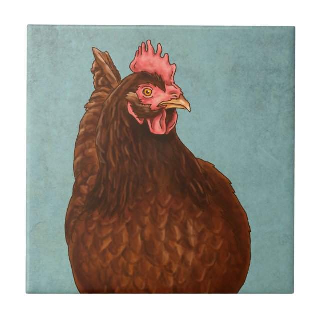 Carreau Tuile de poule de rouge d'île de Rhode (Devant)