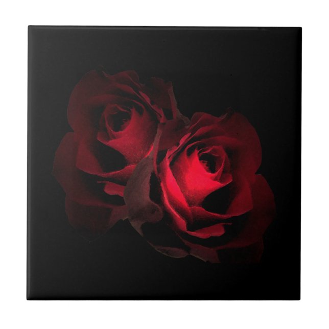 Carreau Tuile de roses rouges (Devant)