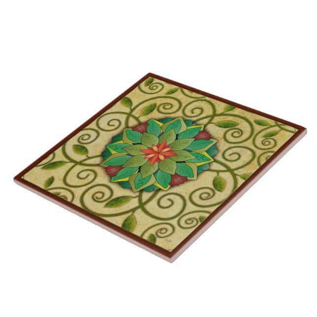 Carreau Tuile de rosette de feuille (Côté)