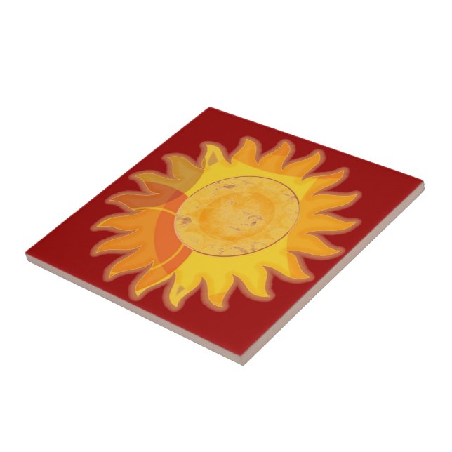 Carreau Tuile de rouge de soleil (Côté)