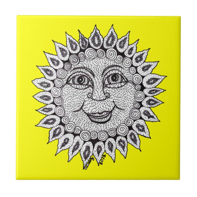 Carreau Tuile de soleil de joie (Devant)