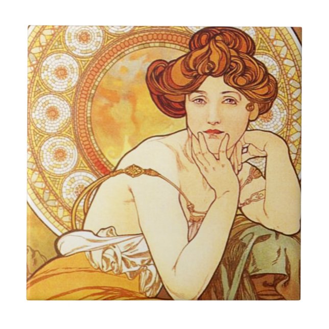 Carreau Tuile de topaze d'Alphonse Mucha (Devant)