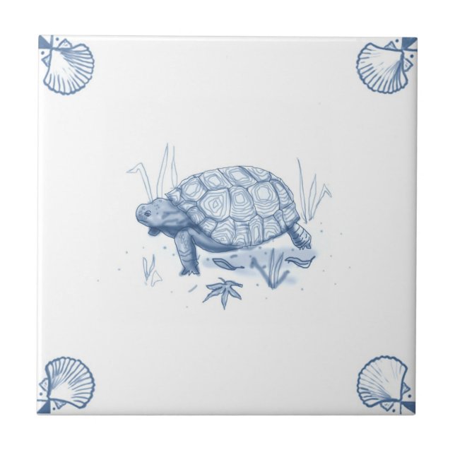 Carreau Tuile de tortue de Delft avec des coins de Shell (Devant)