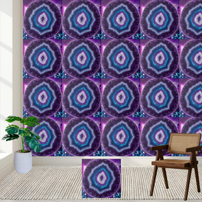 Carreau Tuile de tranche de géode Améthyste Abstraite (Abstract Amethyst Geode Slice Tile)