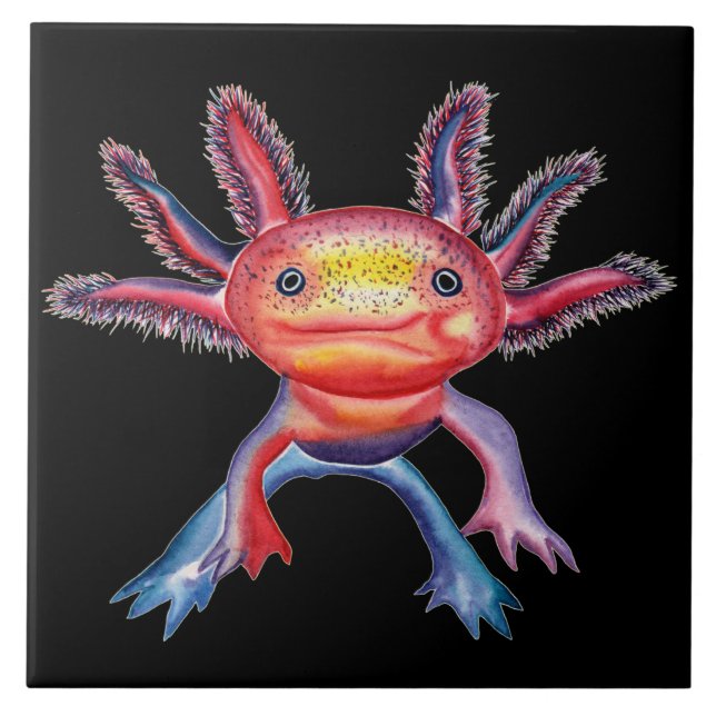 Carreau Tuile décorative d'Axolotl effronté (Devant)