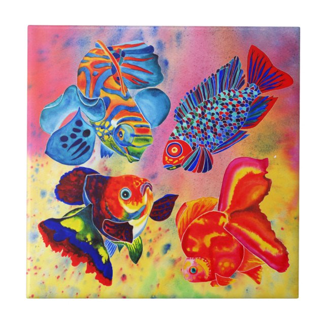 Carreau Tuile décorative de conception de poisson rouge (Devant)