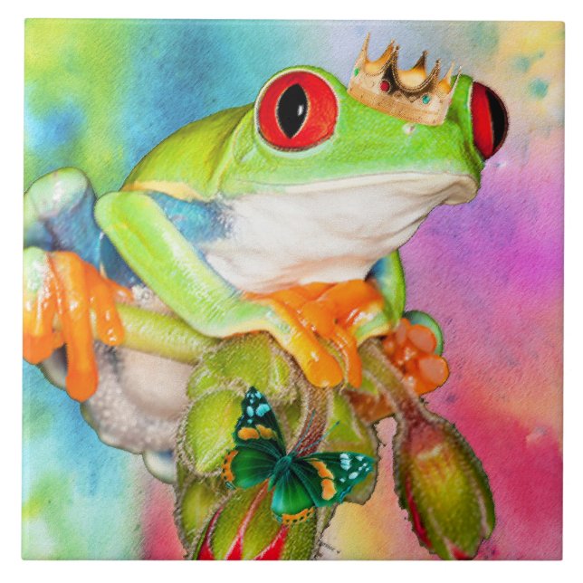Carreau Tuile décorative de grenouille de conception aux (Devant)