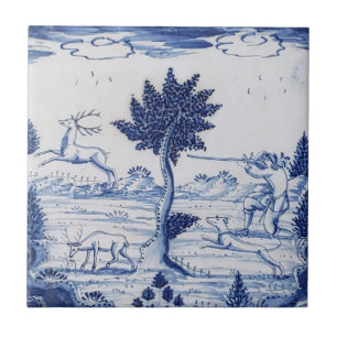 Carreau Tuile Delft Traditionnelle—Chasseur De Cerfs—28