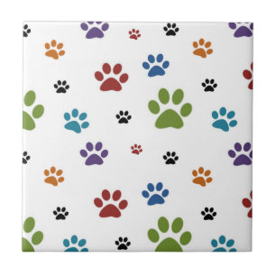 Carreau Tuile d'empreintes de pattes de chien