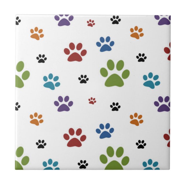 Carreau Tuile d'empreintes de pattes de chien (Devant)