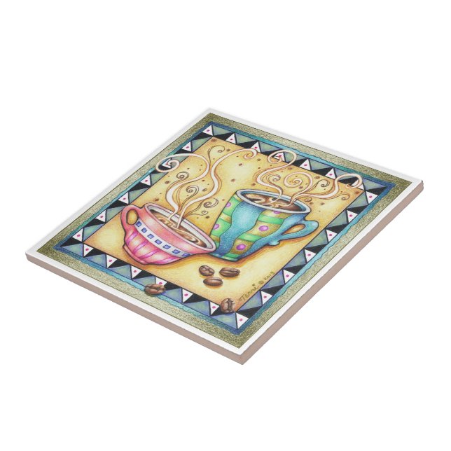 CARREAU TUILE, DESSOUS DE VERRE - HARICOTS FRAIS ! ART DE (Côté)