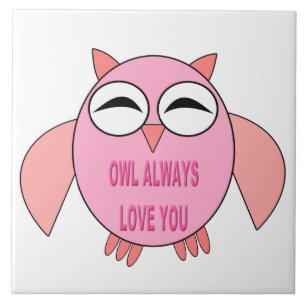 Carreau Tuile d'hibou de message d'amour mignon