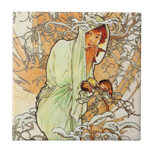 Carreau Tuile d'hiver d'Alpohnse Mucha