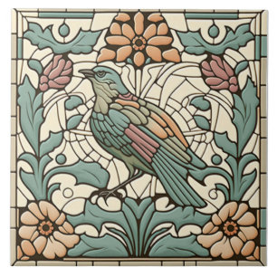 Carreau Tuile d'oiseaux Art Nouveau